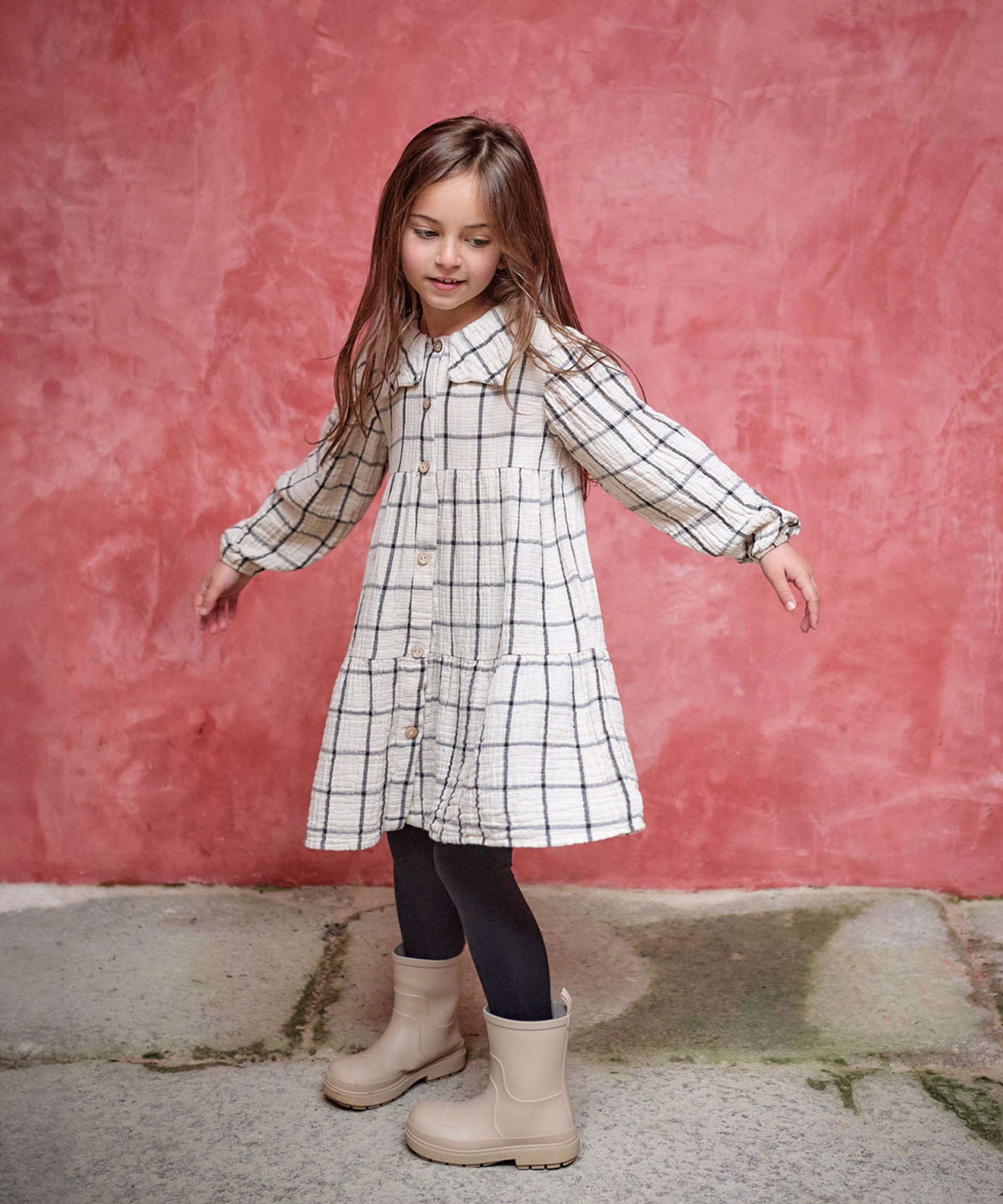 Vestido em tecido com gola | Wooden Memories