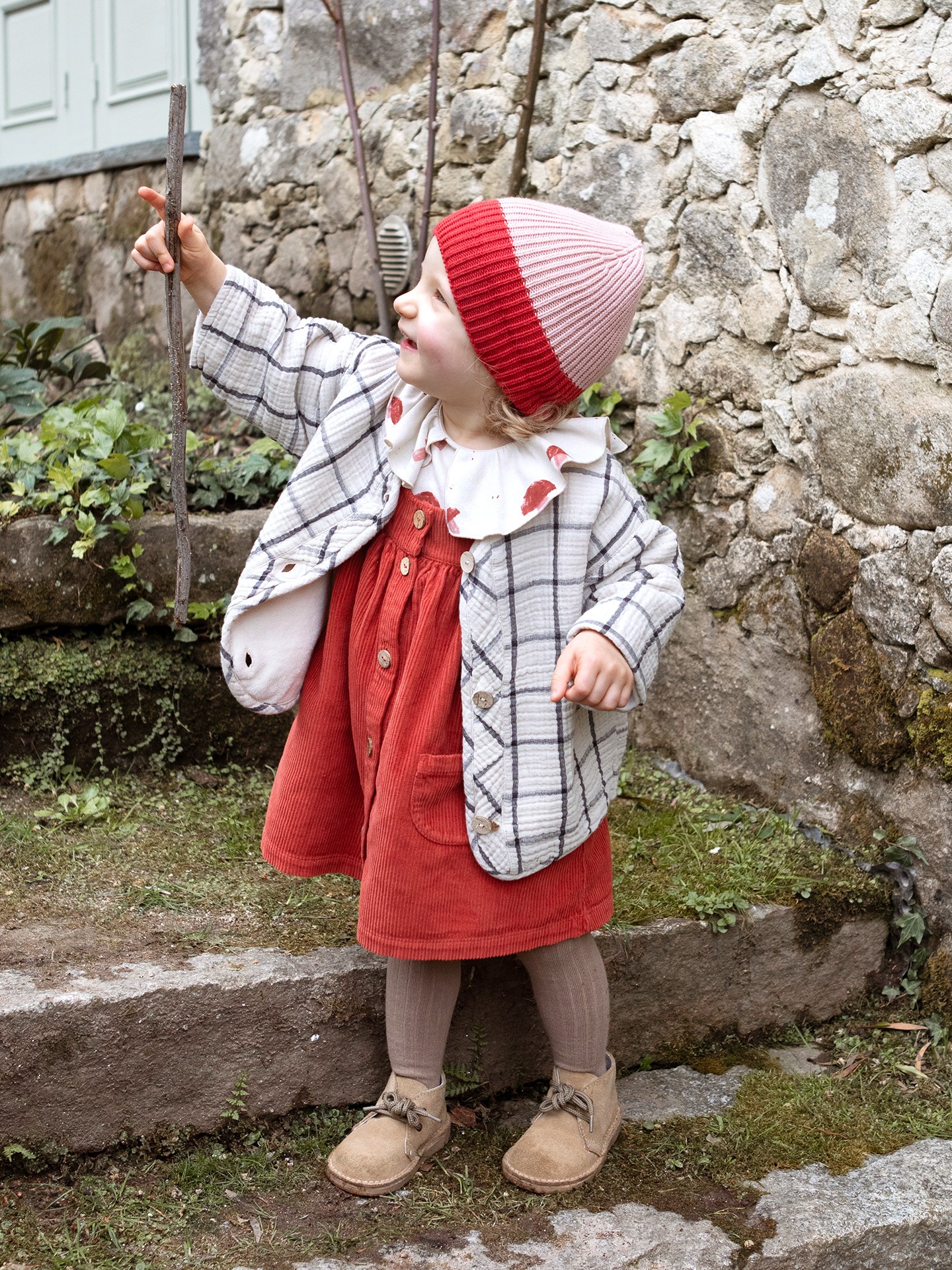 Cardigan à carreaux avec doublure polaire