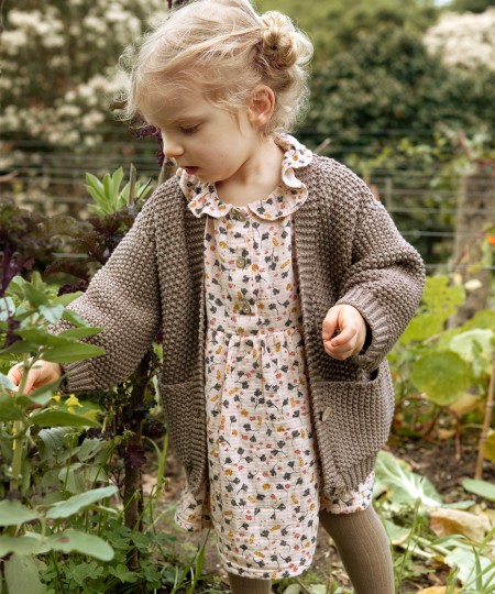 Cotton and wool knitted cardigan
