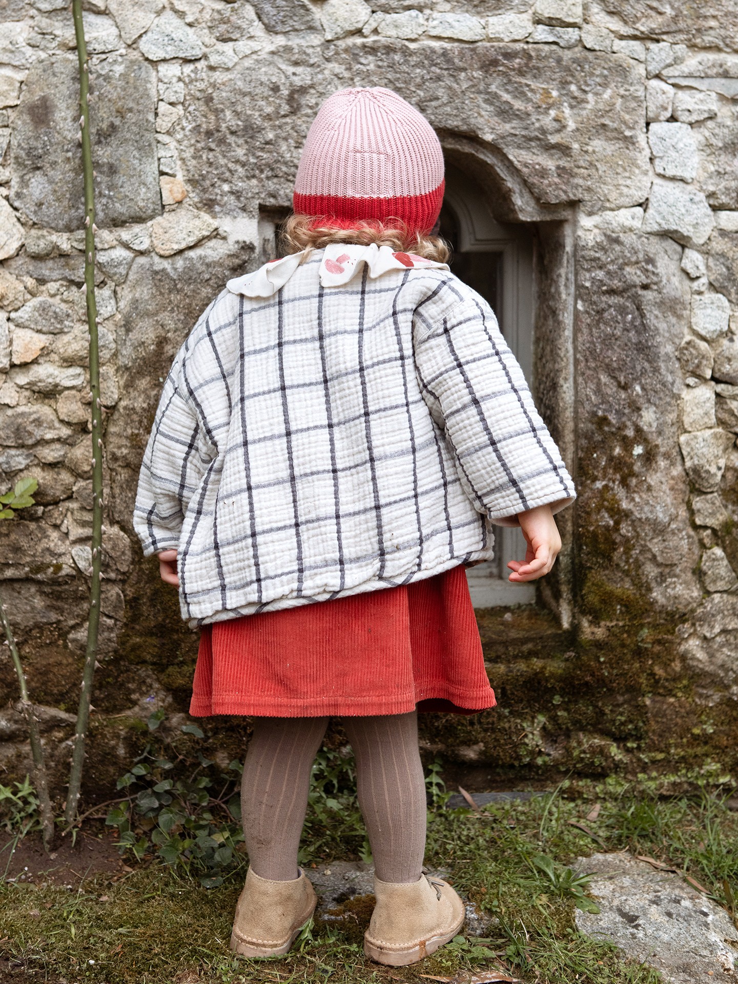 Cardigan à carreaux avec doublure polaire