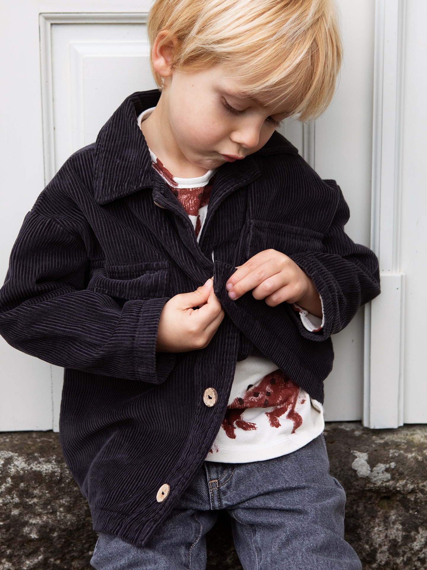 Camicia in bombasina con apertura a bottoni in cocco