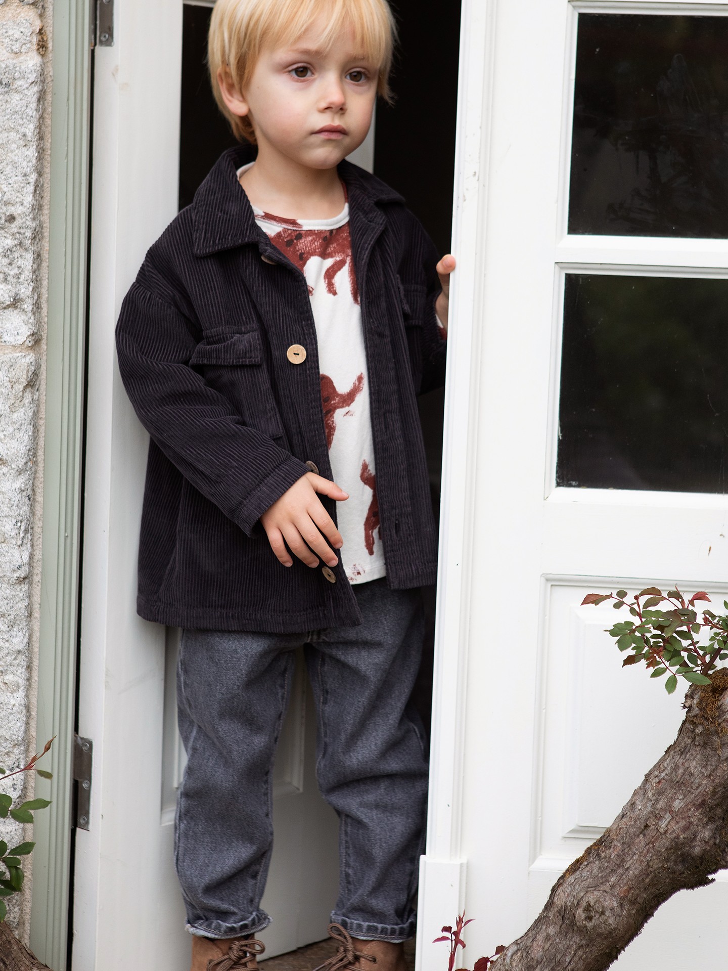 Camicia in bombasina con apertura a bottoni in cocco