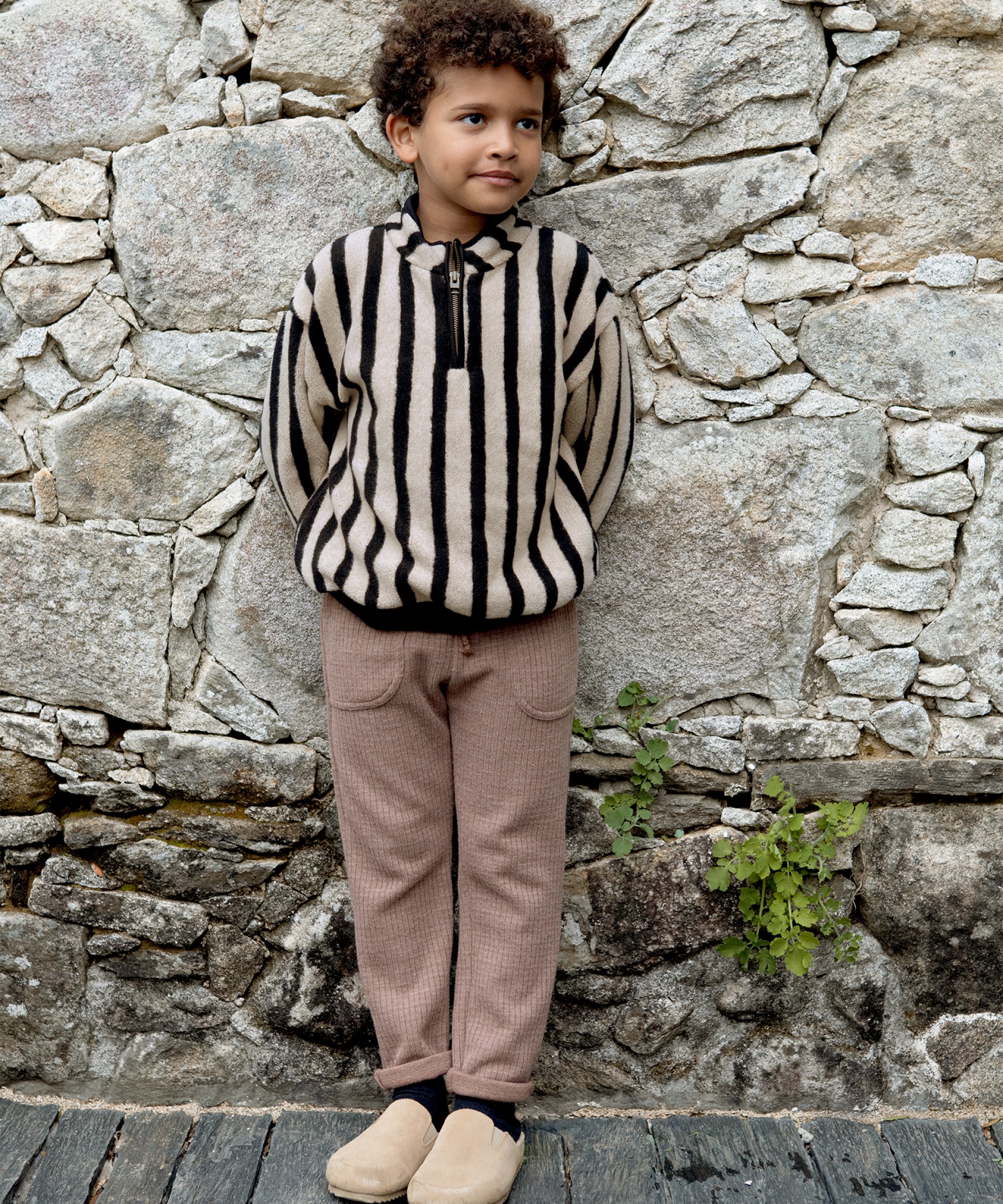 Plush sweater with vertical stripes | Wooden Memories