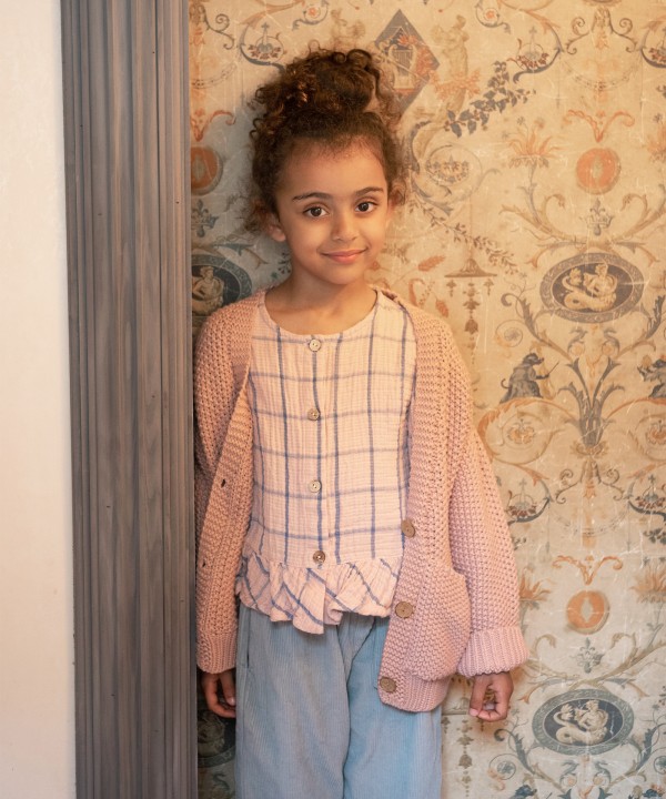 Blusa de algod�n org�nico con estampado ajedrez