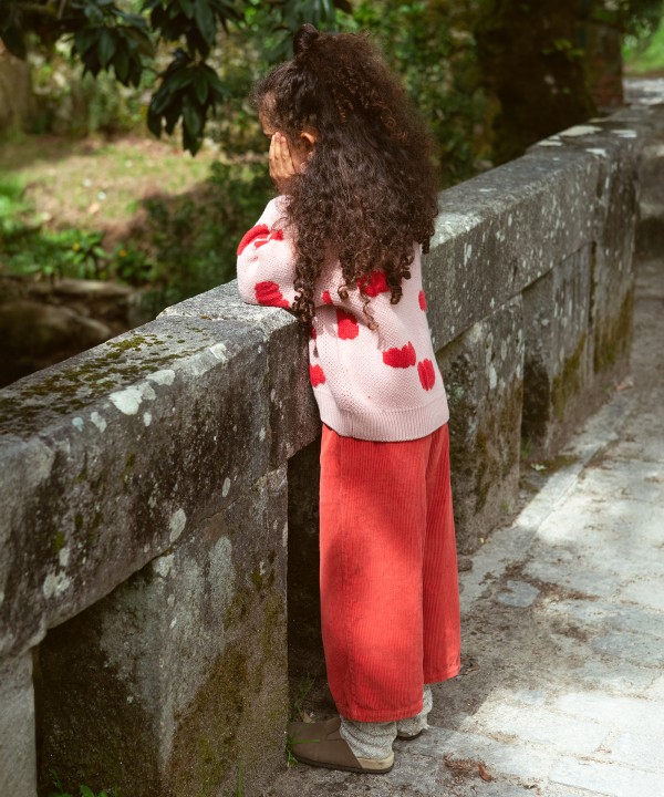 Calça em bombazine com bolsos