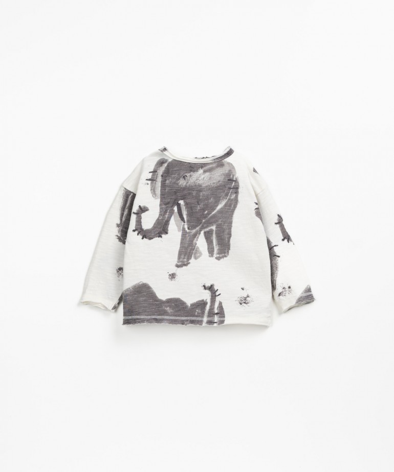 T-shirt con stampa a elefanti