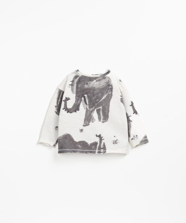 T-shirt con stampa a elefanti
