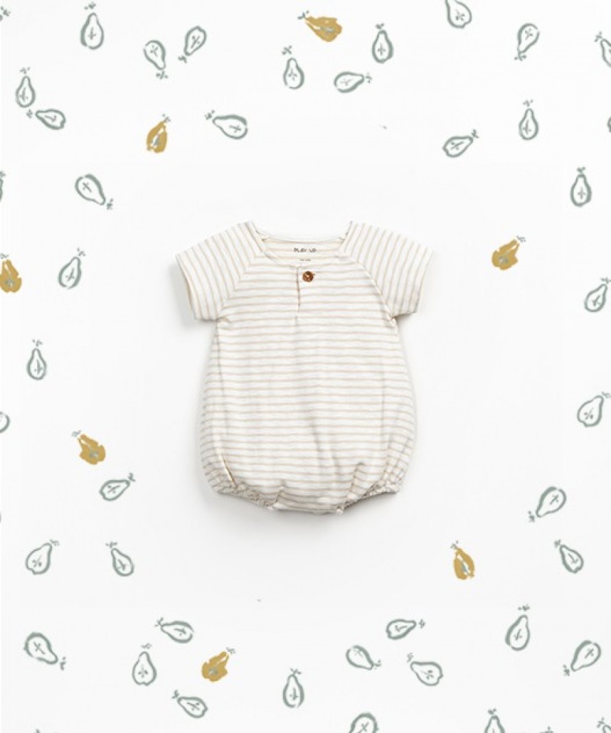 Striped organic cotton jumpsuit with short sleeves