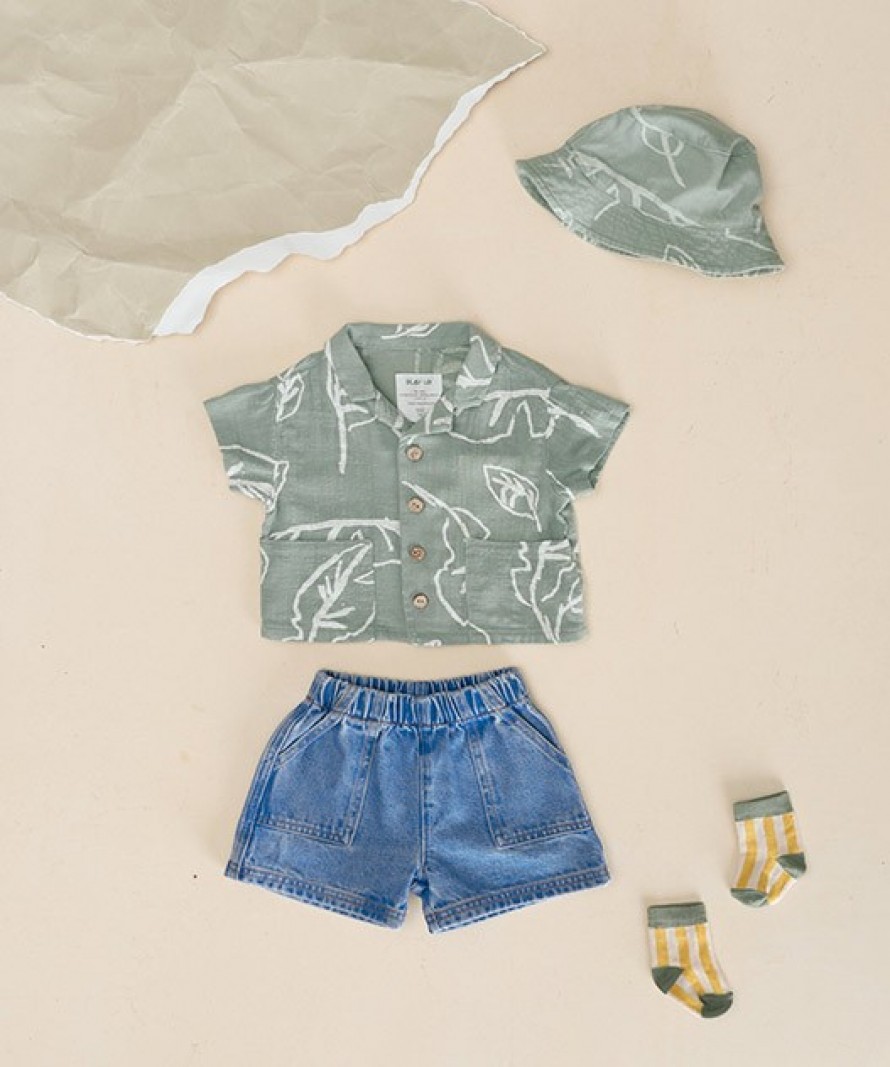 Camisa de algodo orgnico com estampado de folhas