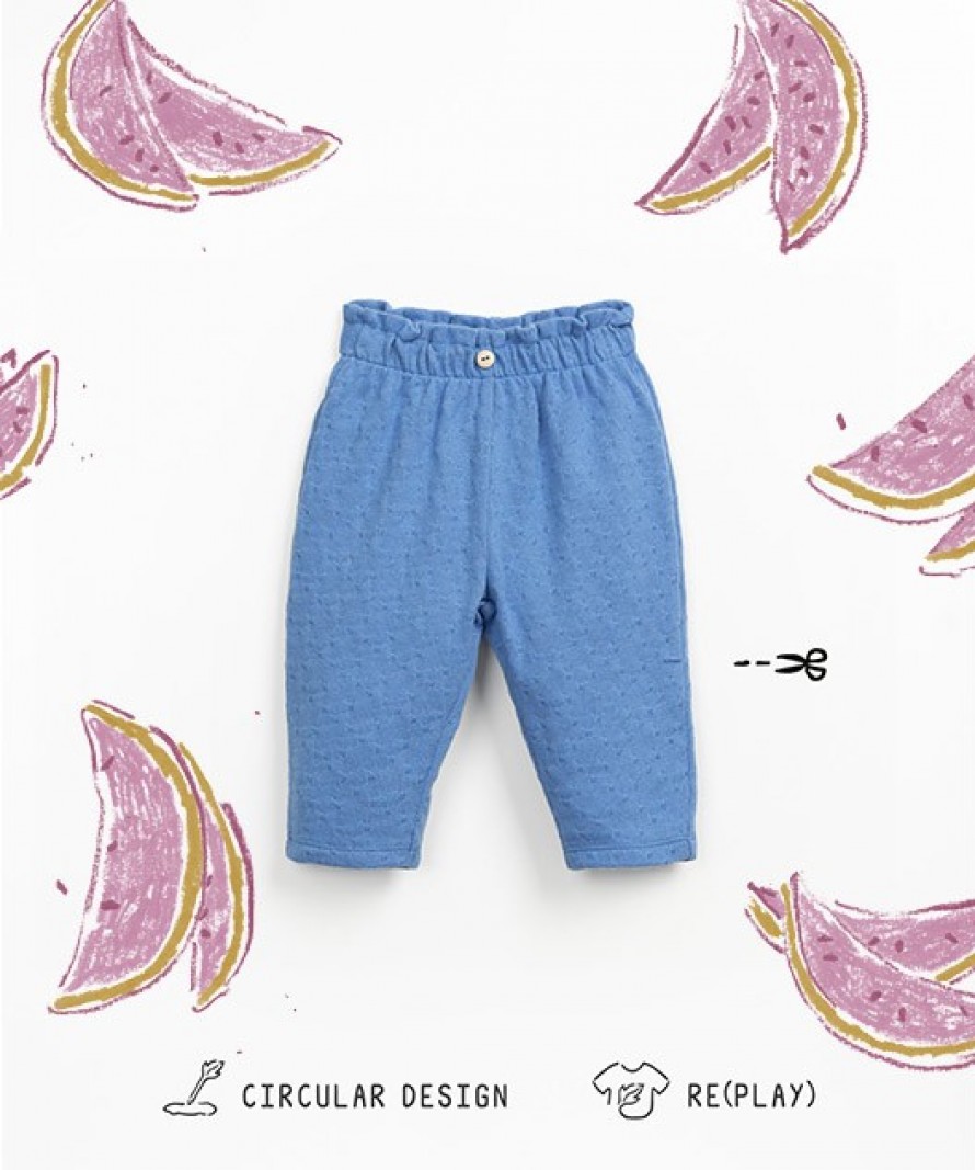 Jersey trousers with texture in regenerative and recycled cotton