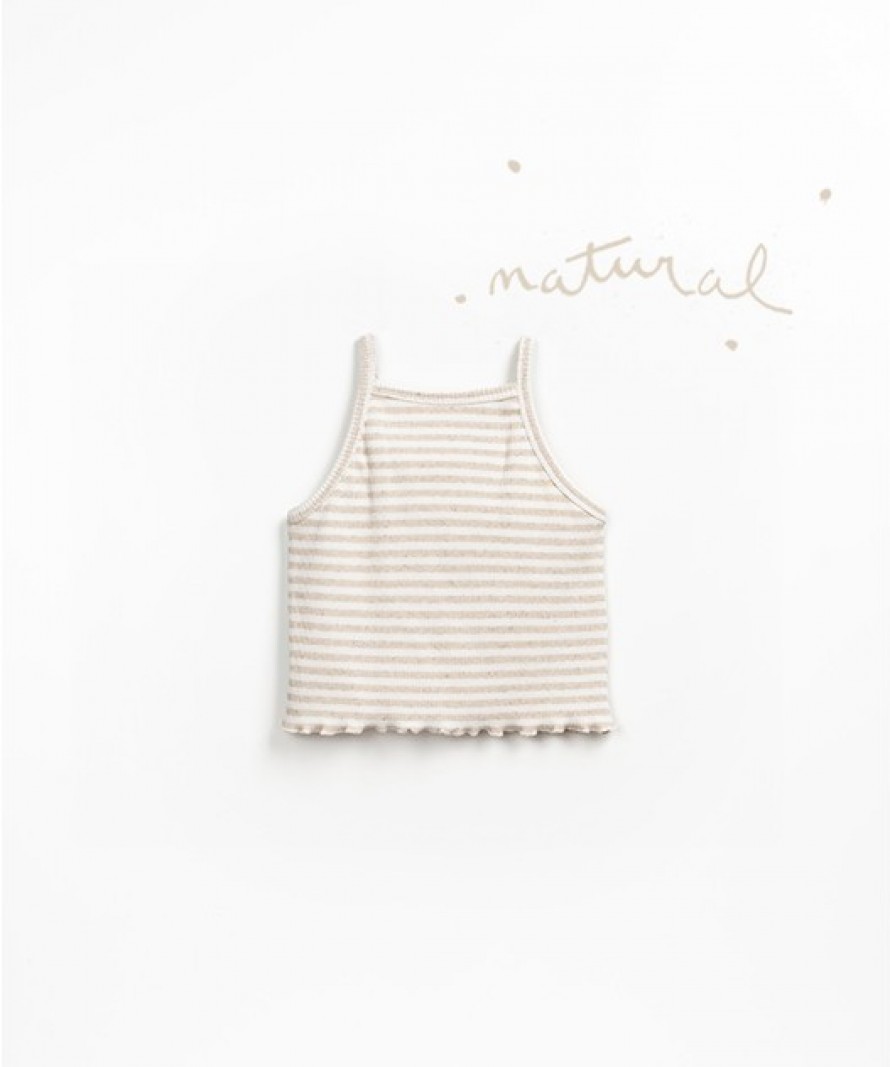 Striped knit top with coconut buttons