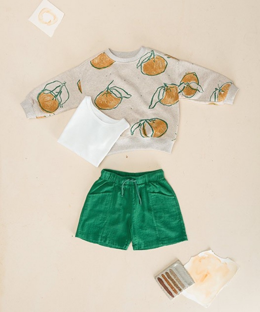 Sweatshirt with fruit print and coconut buttons