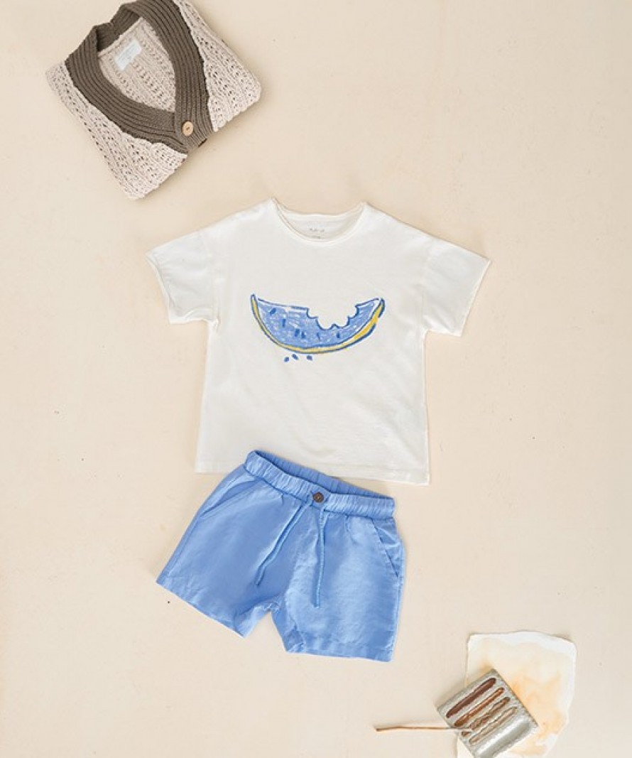 Fabric shorts with linen