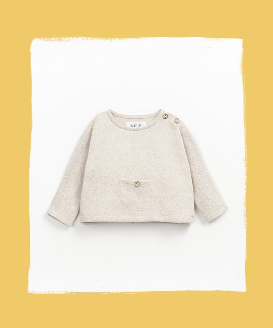 Sweatshirt in cotton and recycled polyester with coconut buttons