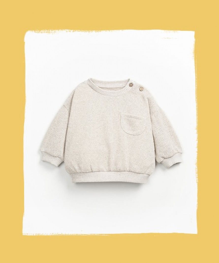 Sweatshirt in cotton and recycled fibers with puffed sleeves