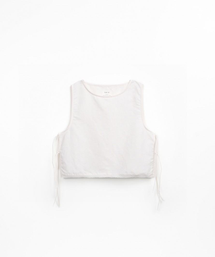 Fabric top with side ties in linen and organic cotton