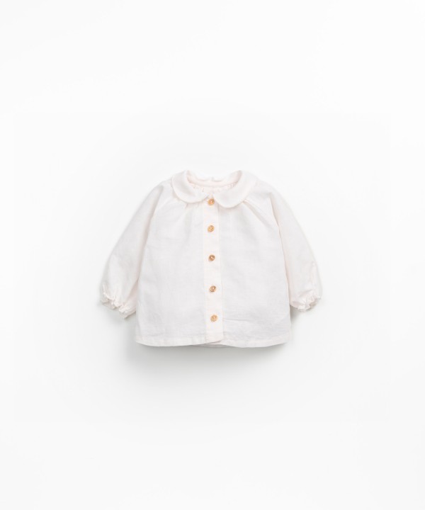 Fabric blouse in linen and organic cotton