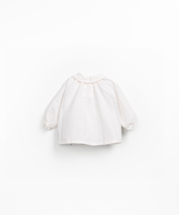 Fabric blouse in linen and organic cotton