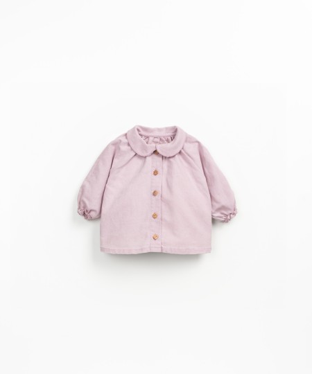 Fabric blouse in linen and organic cotton with coconut buttons