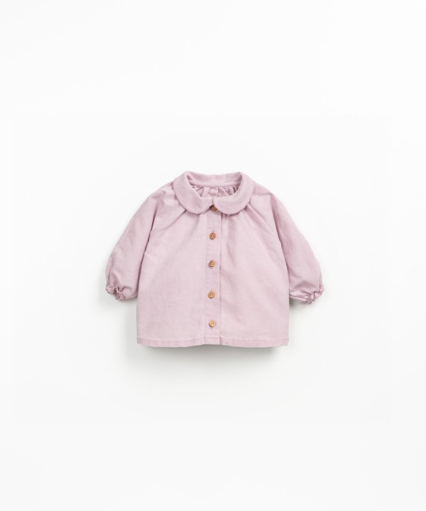 Fabric blouse in linen and organic cotton with coconut buttons