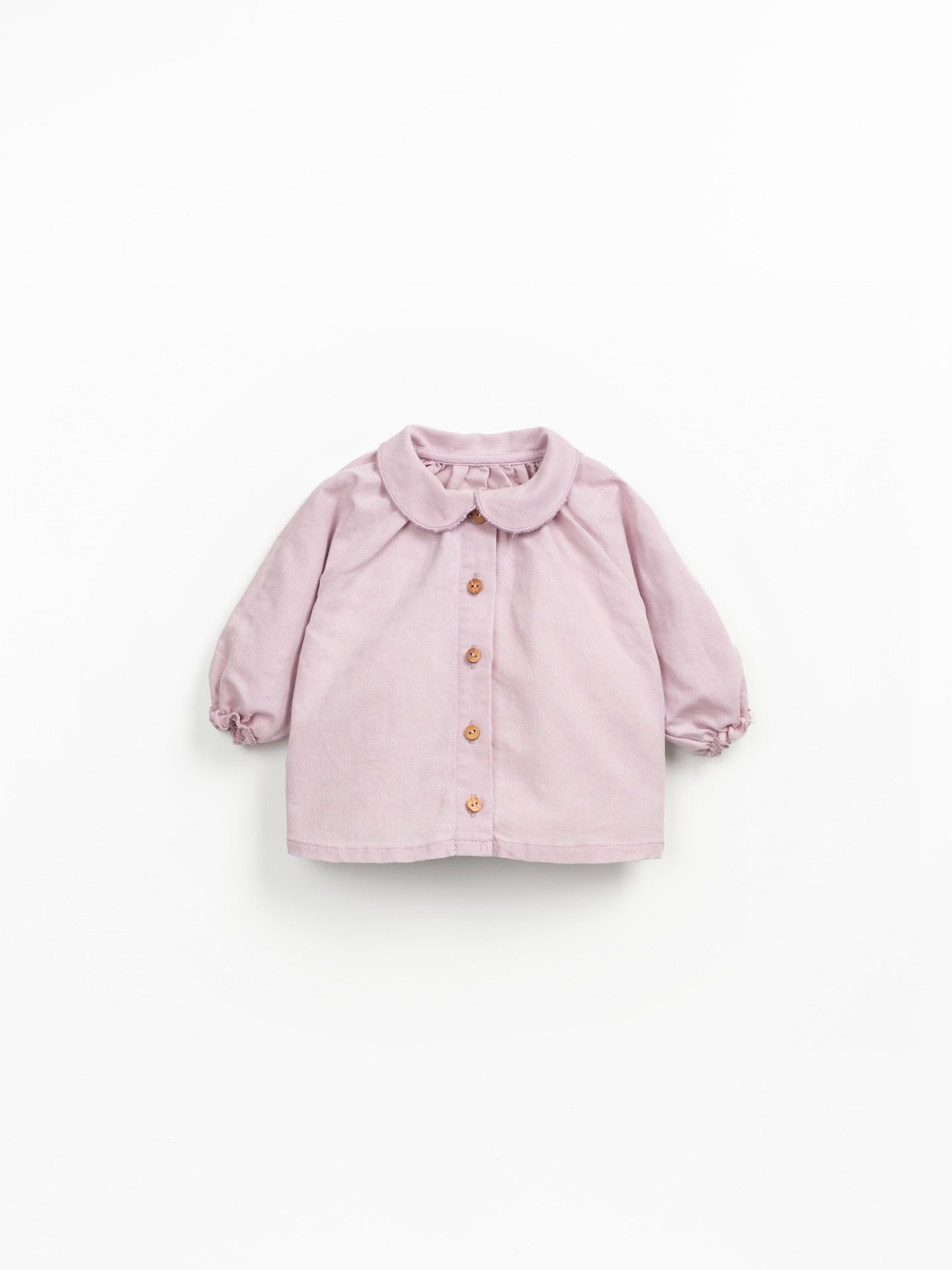 Fabric blouse in linen and organic cotton with coconut buttons