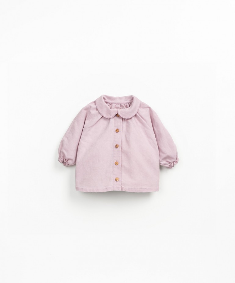 Fabric blouse in linen and organic cotton with coconut buttons