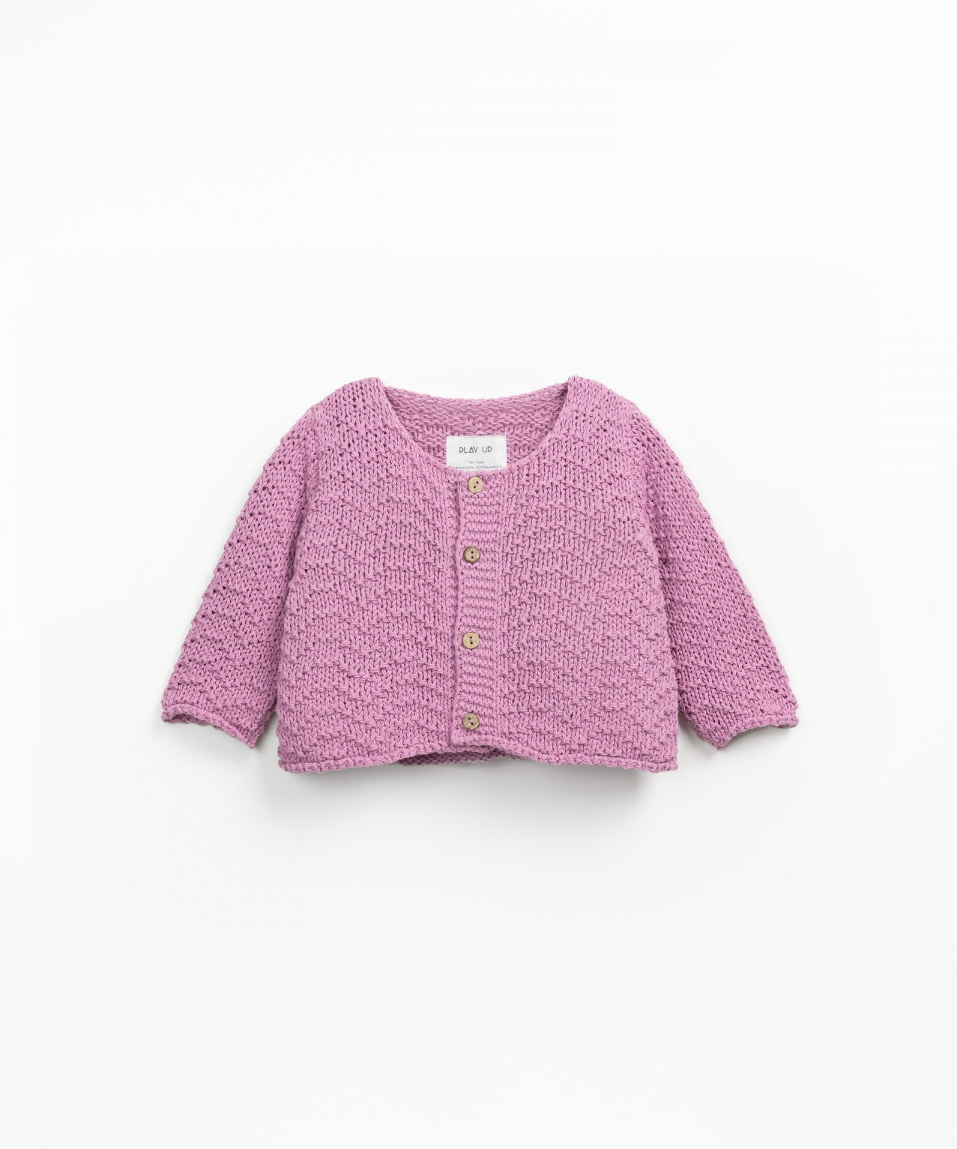Knitted jacket with coconut buttons