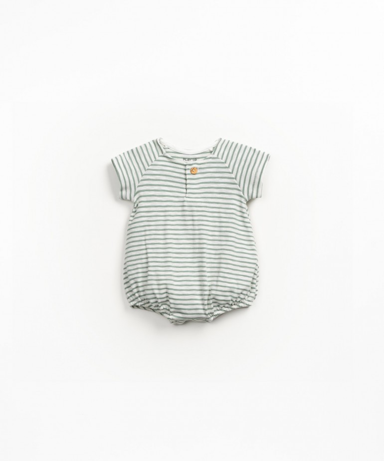 Striped organic cotton jumpsuit with short sleeves