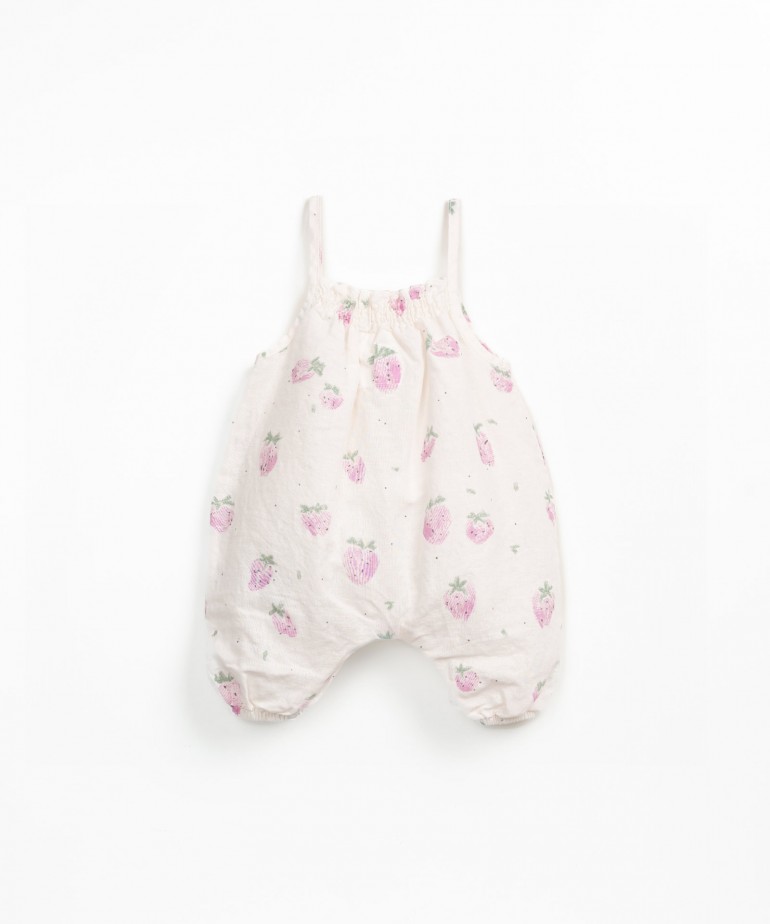 Tuta in tessuto con stampa di fragole