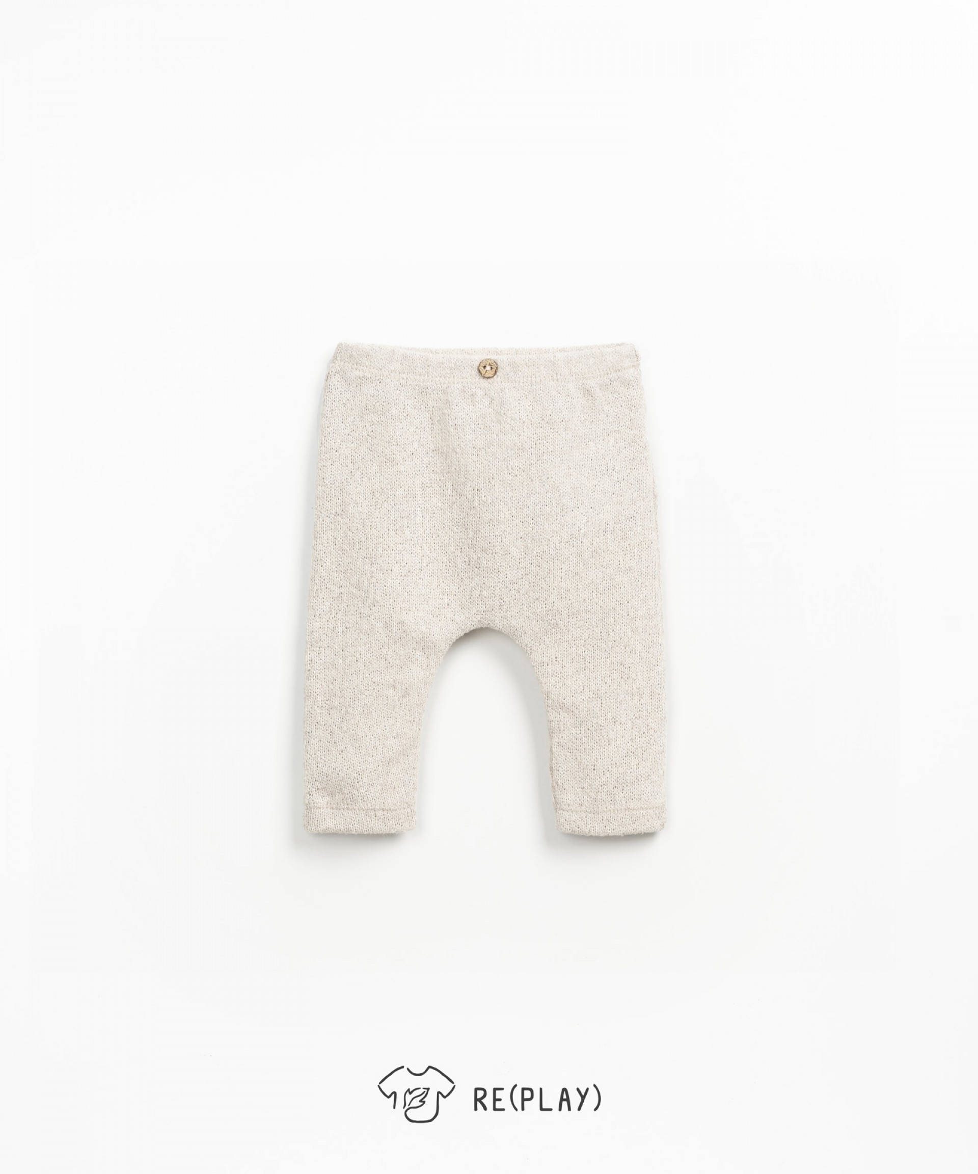 Leggings em mistura de algodo e polister reciclado com pormenor de boto de coco
