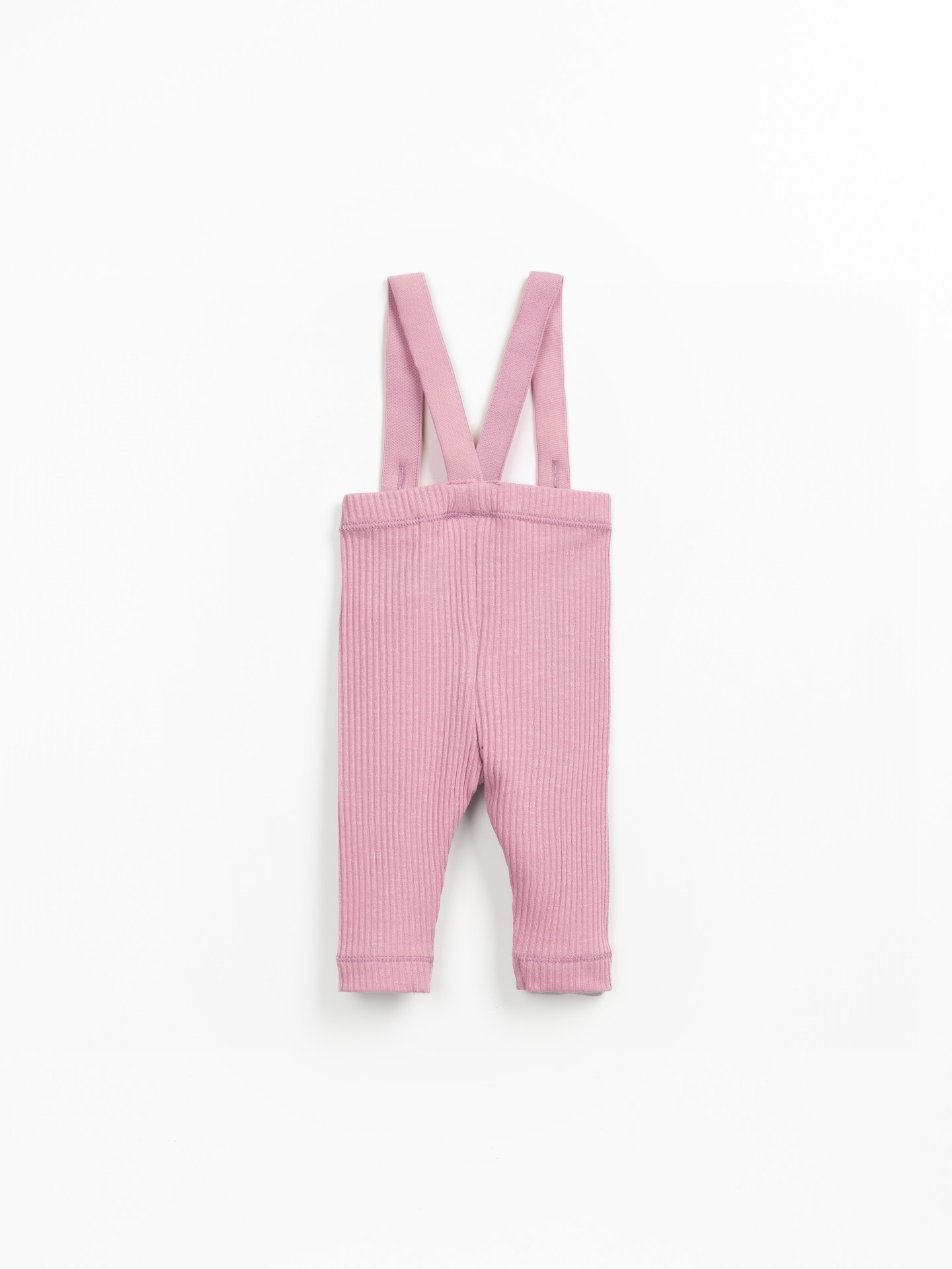 Leggings in costina fiammata con bretelle in cotone ed elastan
