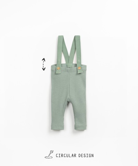 Rib flam� leggings with suspenders in cotton and elastane