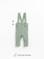 Rib flam� leggings with suspenders in cotton and elastane