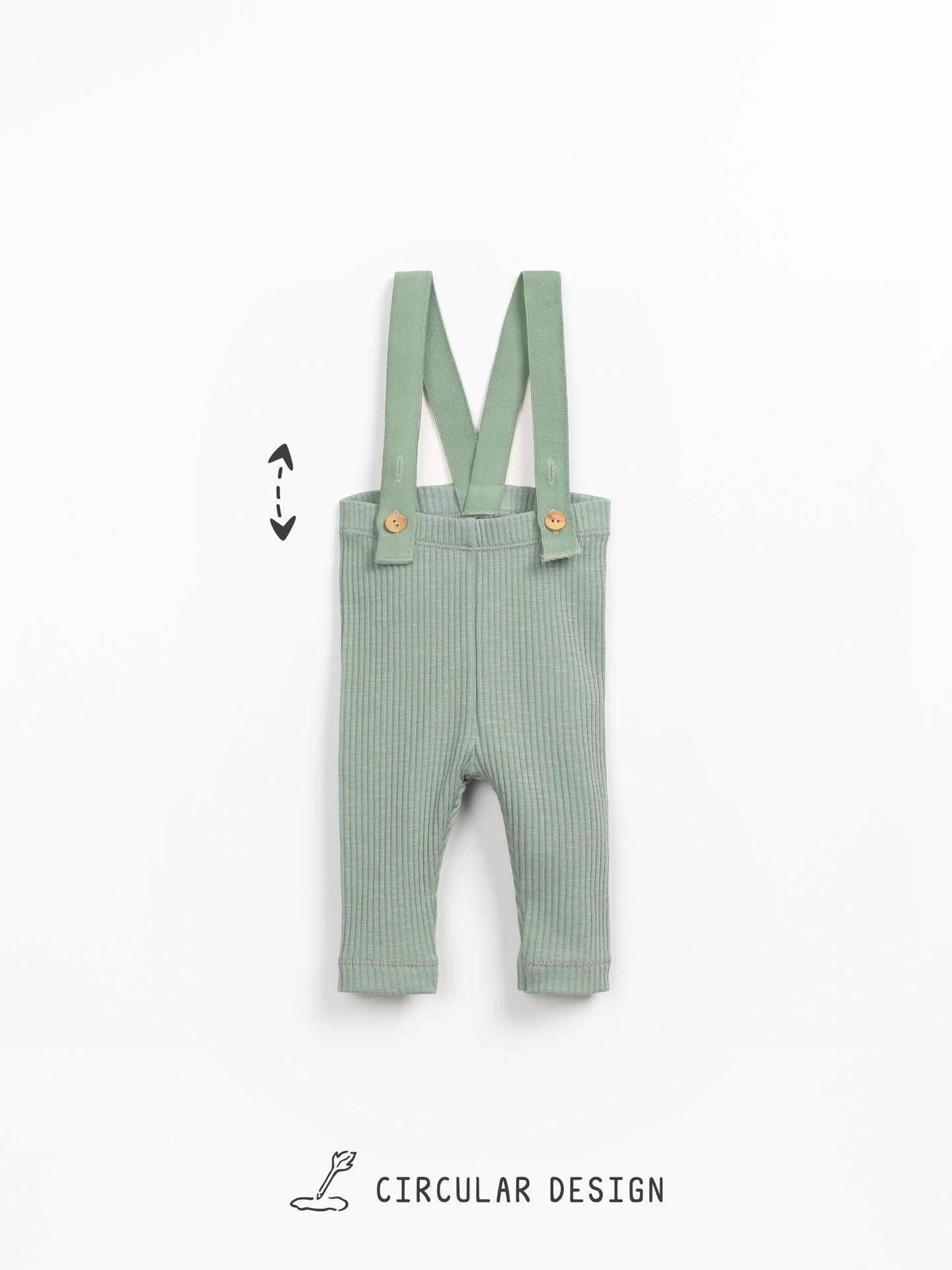 Leggings in rib flamé con bretelle in cotone ed elastan