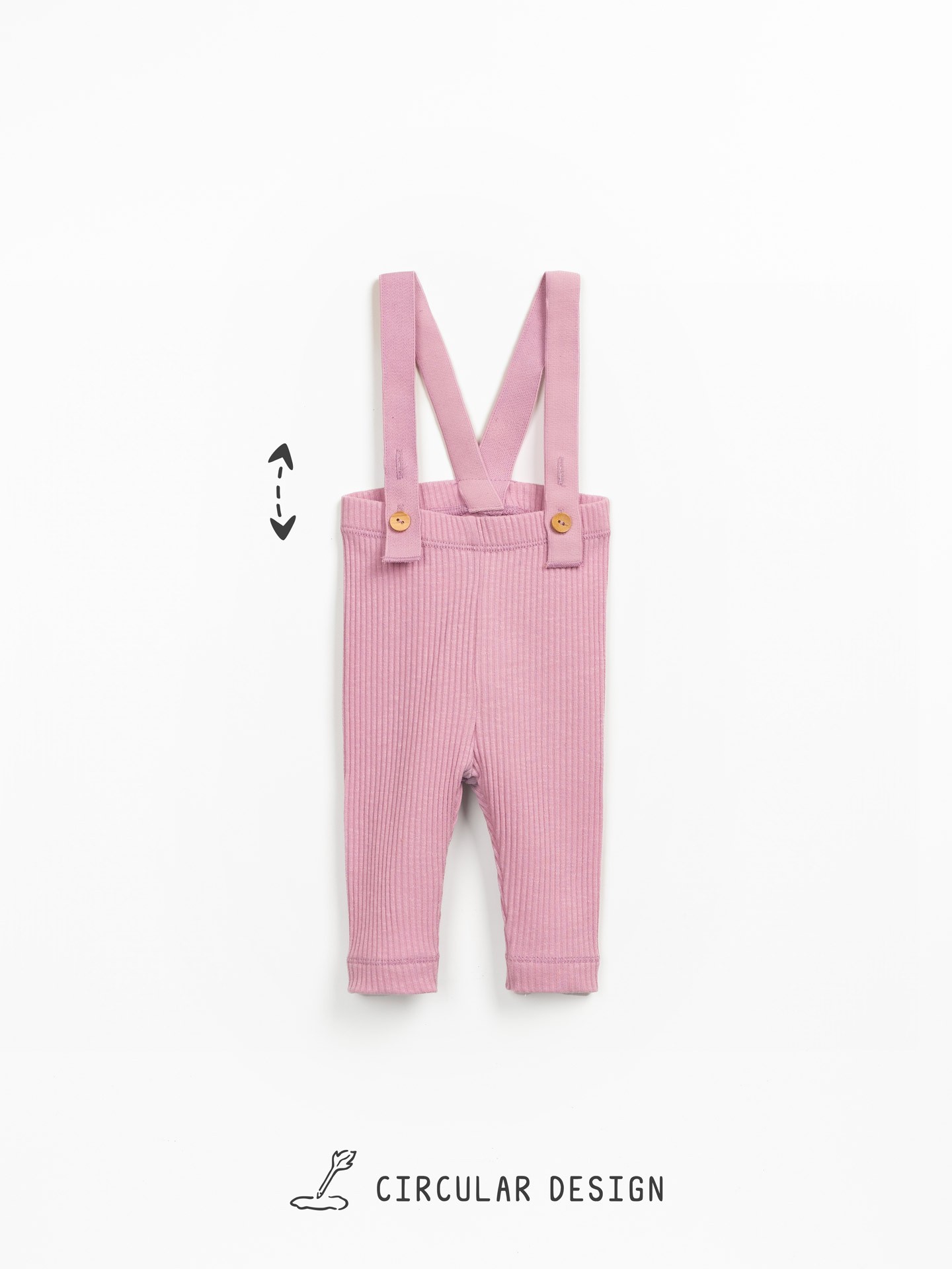 Leggings in costina fiammata con bretelle in cotone ed elastan