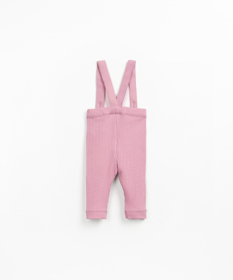 Leggings rib flam com suspensrios em algodo e elastano