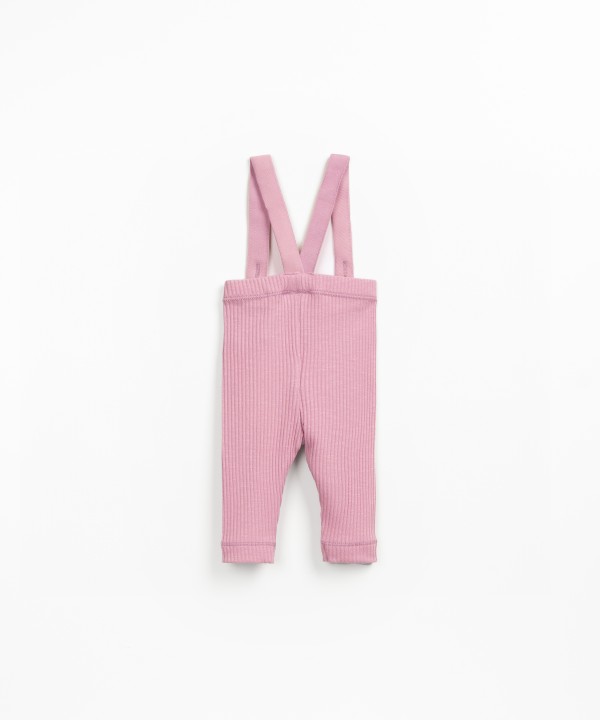 Flame rib leggings with suspenders in cotton and elastane