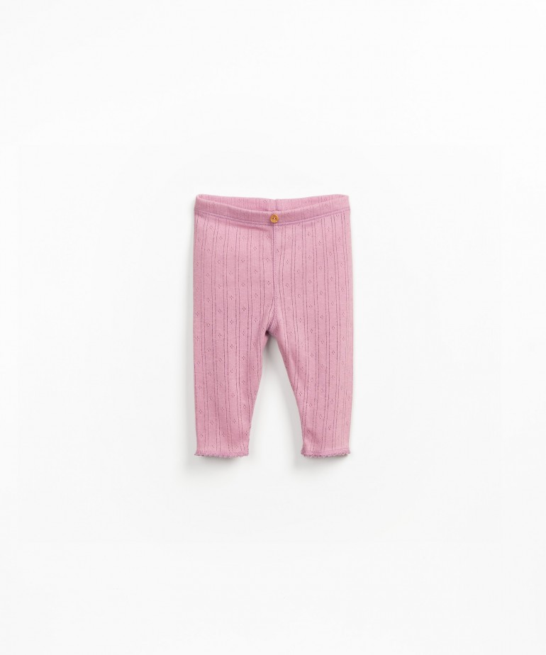 Ajour leggings with vertical stripes in organic and recycled cotton