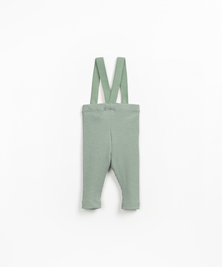 Rib flam leggings with suspenders in cotton and elastane