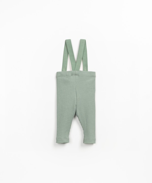Rib flam� leggings with suspenders in cotton and elastane