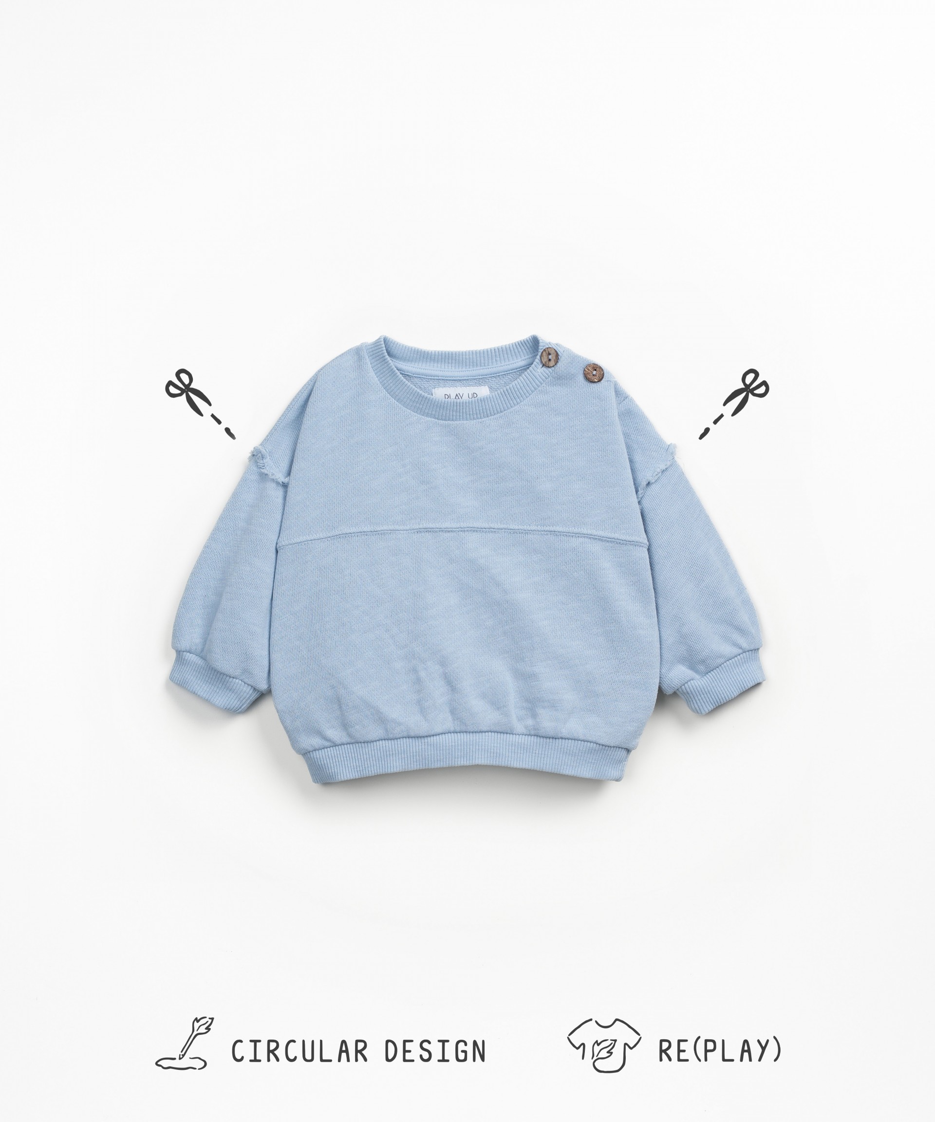 Sweatshirt oversized em algodo orgnico com botes decorativos