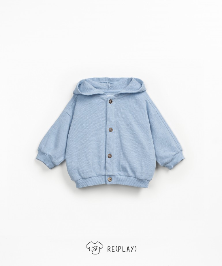 Knit jacket with a blend of cotton and organic cotton