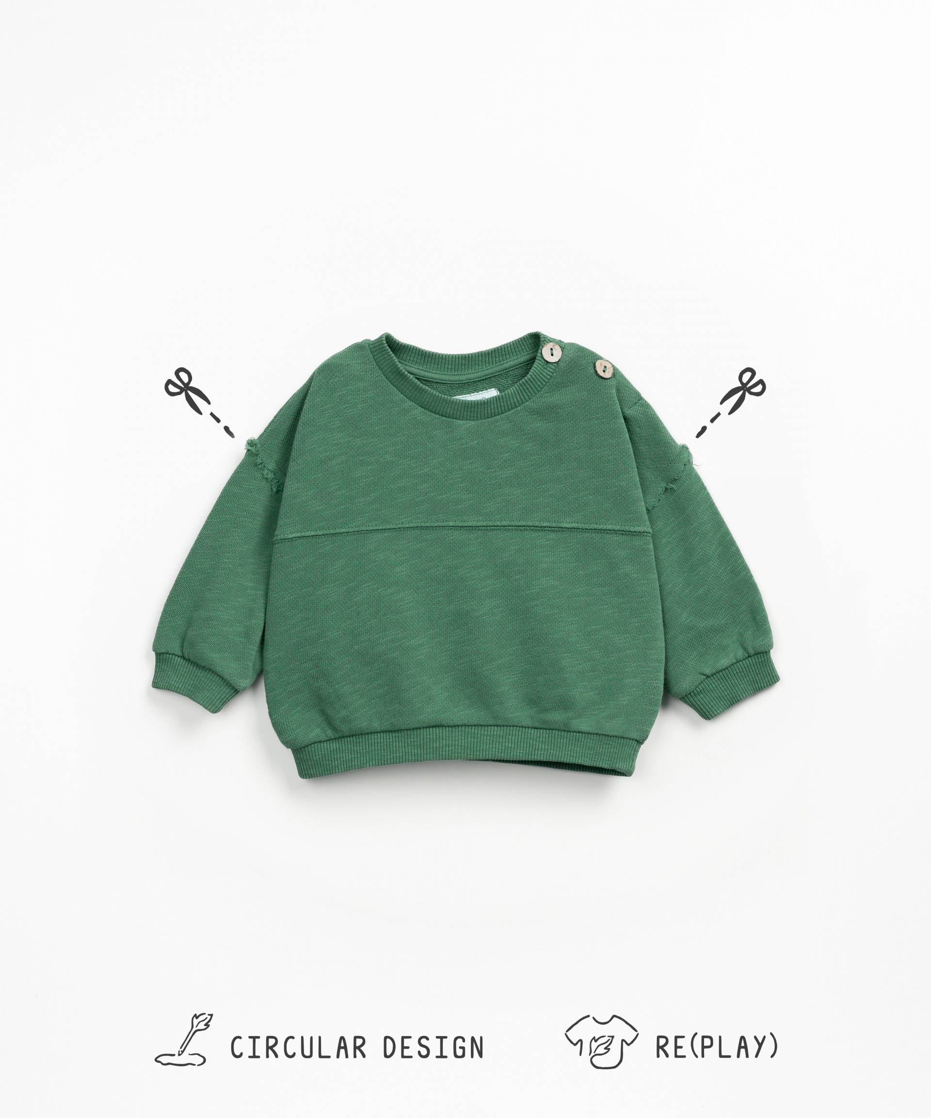 Sweatshirt oversized em algodo orgnico com botes decorativos