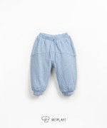 Cala pantalona em mistura de algodo orgnico com bolsos laterais