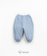 Cala pantalona em mistura de algodo orgnico com bolsos laterais