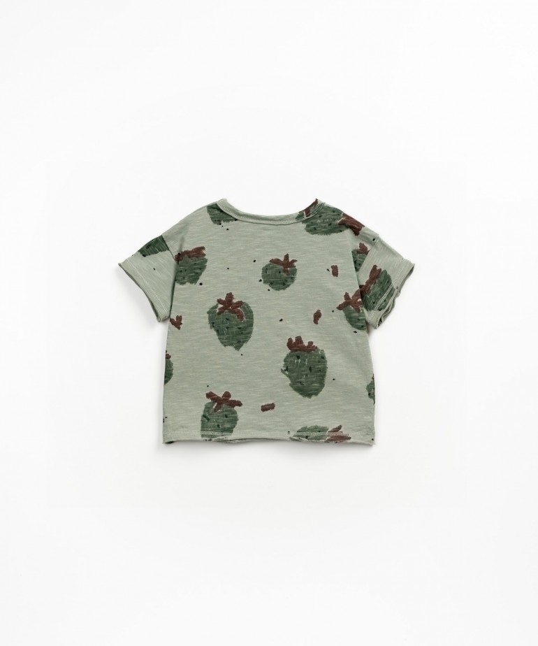 T-shirt in cotone biologico con stampa di fragole