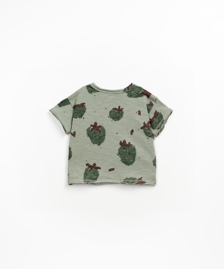 T-shirt in cotone biologico con stampa di fragole
