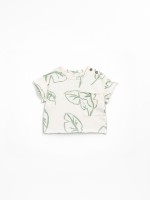 Camiseta de algod�n org�nico y reciclado con hojas y botones en el hombro