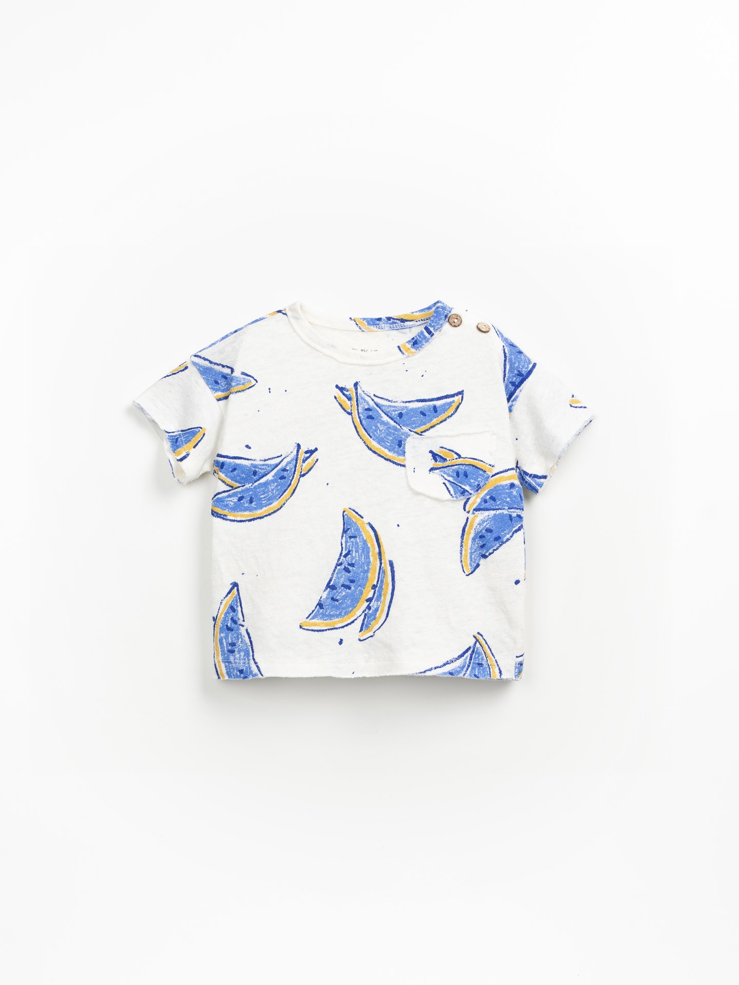 Camiseta de algodón orgánico y lino con estampado de sandías