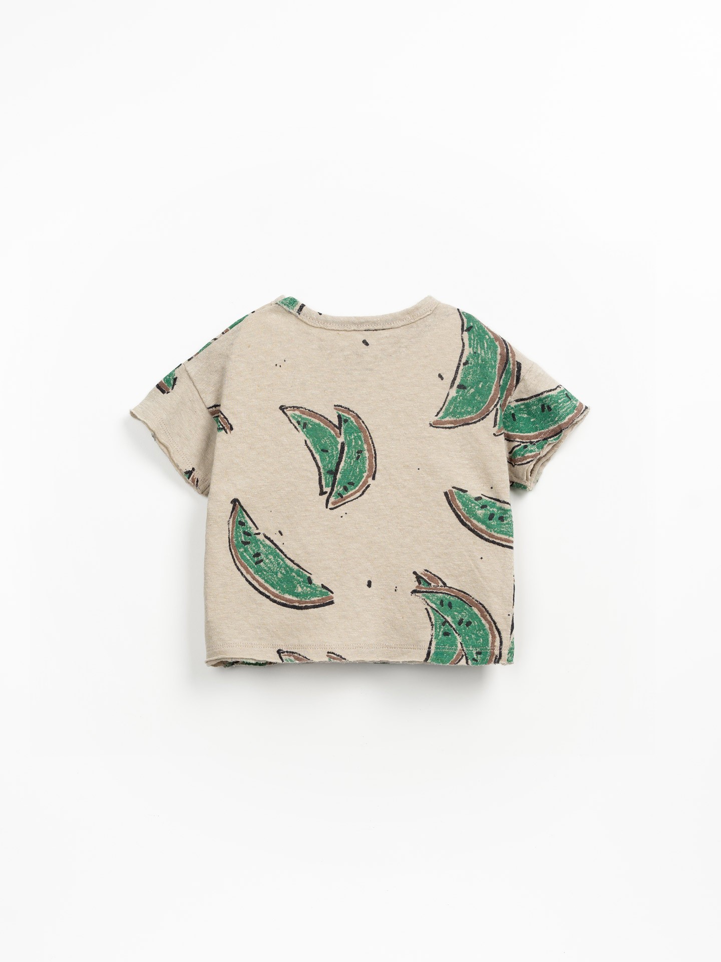 T-shirt em algodão orgânico e linho com estampado de melancias